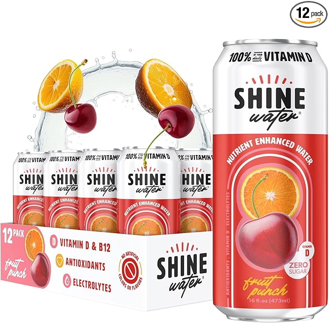 ShineWater Vitamin D Hydration Electrolyte Drink - Flavored water with electrolytes, Sugar-Free