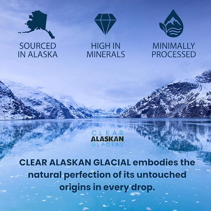 Clear Alaskan Fresh Glacier Water, Naturally Alkaline - Bottled in Aluminum with No Plastic | 16 Fl