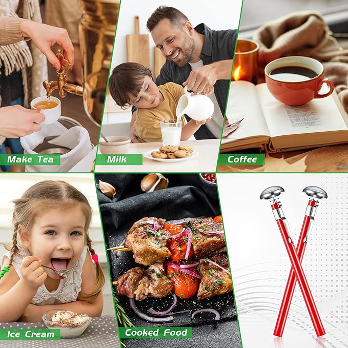 Xuhal 6 Pcs Stainless Steel Kitchen Thermometer with 5 Inch Long Stem 1 Inch Dial Thermometer Milk
