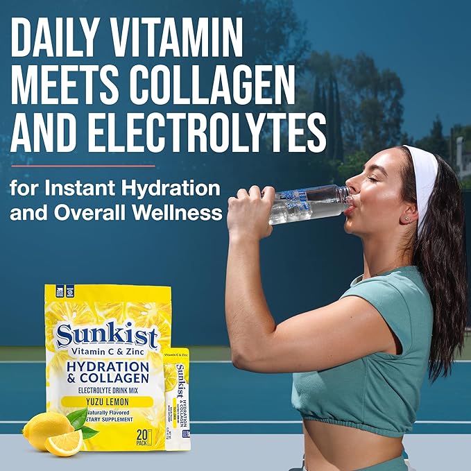 The Frozen Bean Sunkist Collagen Drink Mix - Hydration Yuzu Lemon Electrolyte Drink for Women with