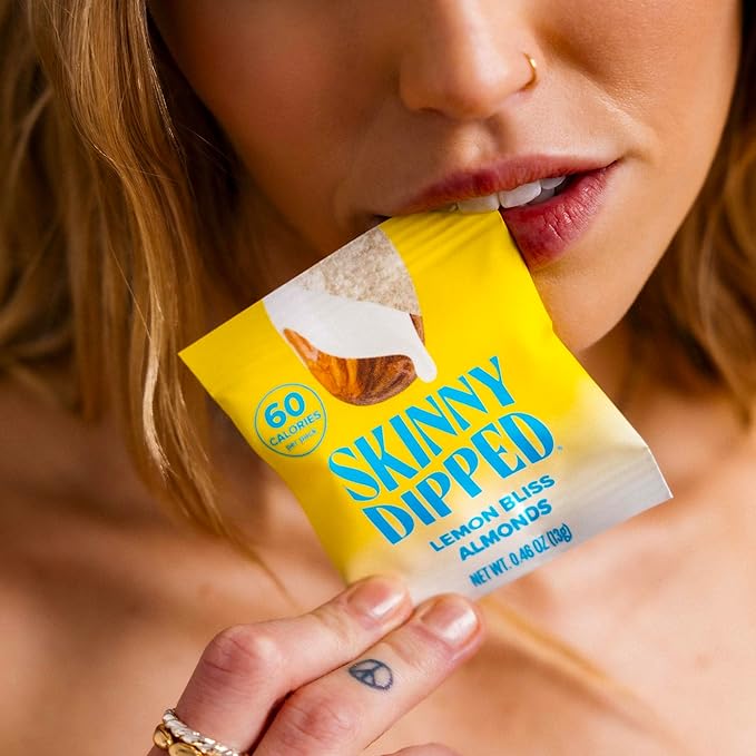SkinnyDipped Lemon Bliss Almonds, Mini Snack Packs, Chocolate Covered Almonds, Low Sugar, Gluten
