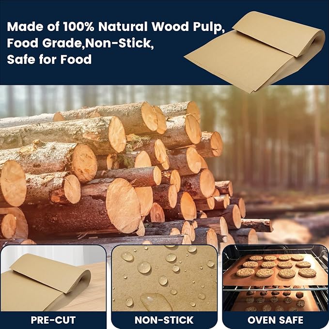 320 PCS Parchment Paper Sheets 9x13 Inch, Unbleached Parchment Paper for Baking, Non-Stick Precut
