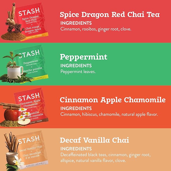 Stash Tea Relax and Unwind Tea Sampler - Assorted Specialty Tea Gift Set, Calming Herbal Teas to