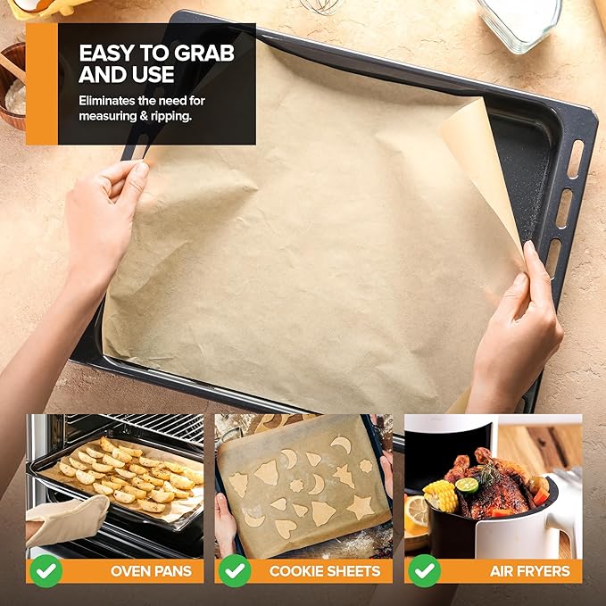Stock Your Home 150 Ct Unbleached Parchment Paper Sheets, Pop Up Parchment Paper Sheets for Baking