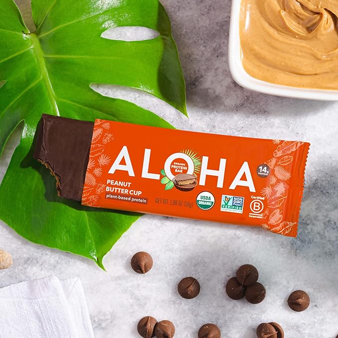 ALOHA Organic Plant Based Protein Bars - 3 Flavor Variety Pack - 12 Count, 1.98oz Bars - Vegan