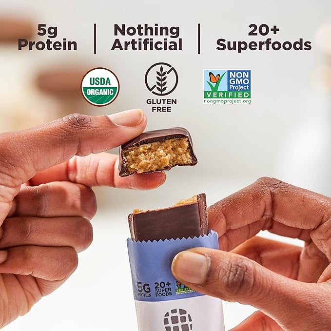 Perfect Bar Mini, Chocolate Covered Peanut Butter Protein Bar, Protein Snack, Snack Bar, Organic
