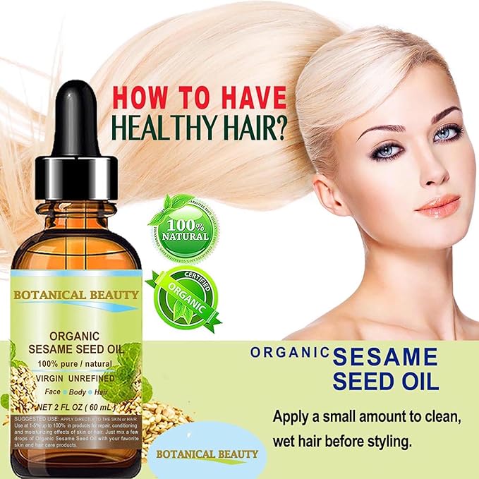 Organic SESAME SEED OIL 100% Pure Natural Virgin Unrefined Undiluted Cold Pressed Carrier Oil for