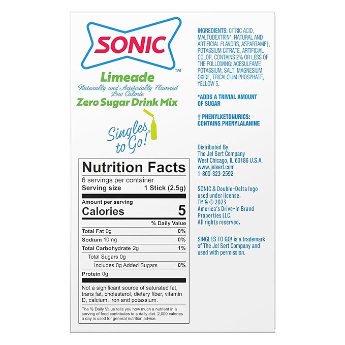 Sonic Singles To Go Powdered Drink Mix (Limeade)