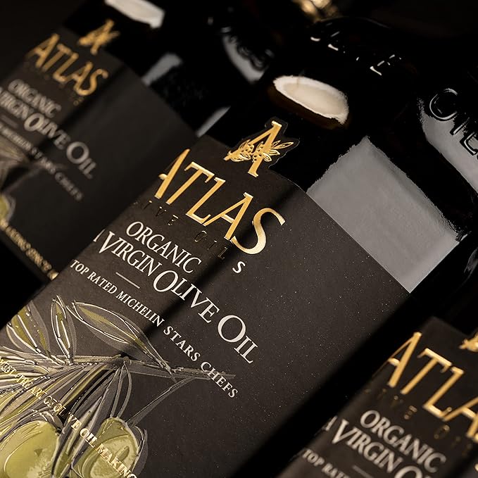 Atlas 750 mL Organic Cold Press Extra Virgin Olive Oil in Glass Bottle, Polyphenol Rich from