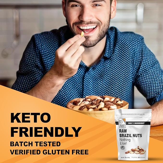 It's Just - Raw Brazil Nuts, 2lb, Unsalted, Non-GMO, Keto Friendly, Vegan, No PPO, Large, Premium