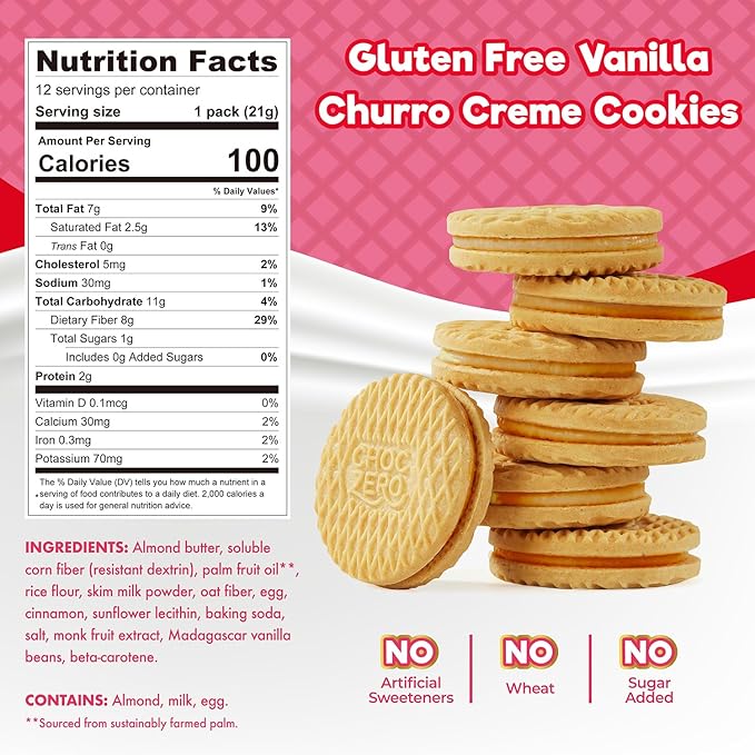 ChocZero Churro Dunkies ??Sugar Free Cinnamon Vanilla Sandwich Cookies, Keto Friendly, Low Net
