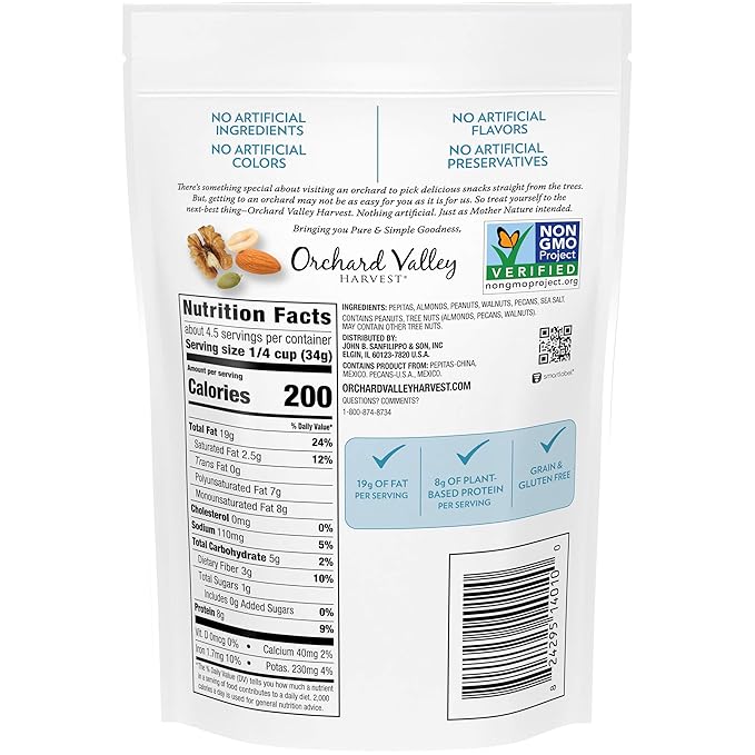 Orchard Valley Harvest Keto Crunchy Trail Mix, 5.5 Ounces (Pack of 6), Pepitas, Almonds, Peanuts