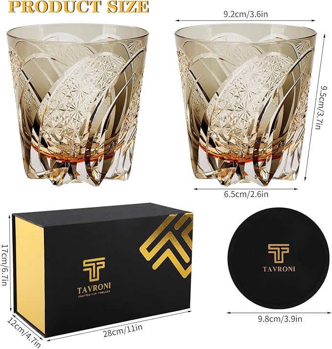 Old Fashioned Whiskey Glasses Edo Kiriko Whisky Glass - 11 Oz Hand Cut Wineware For Scotch
