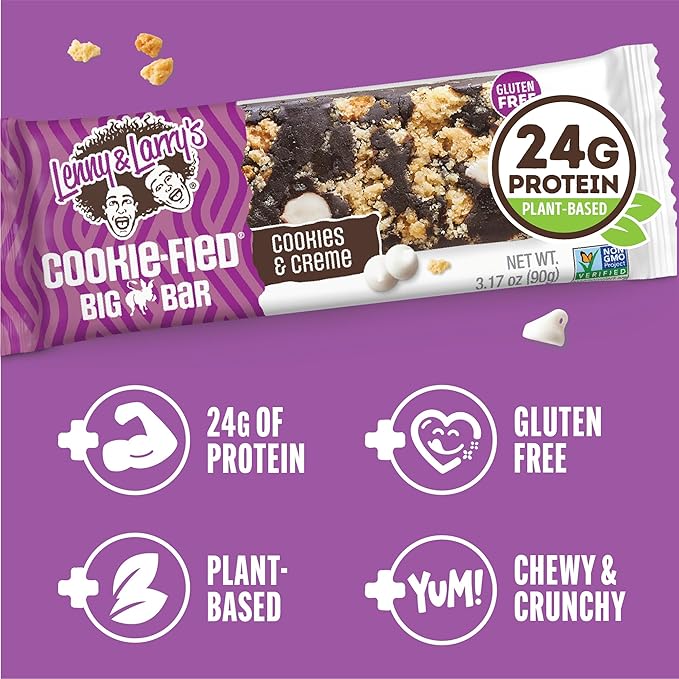 Lenny & Larry's Cookie-fied BIG BAR ??Cookies and Creme Vegan Protein Bars 12x90g ??Healthy Snacks