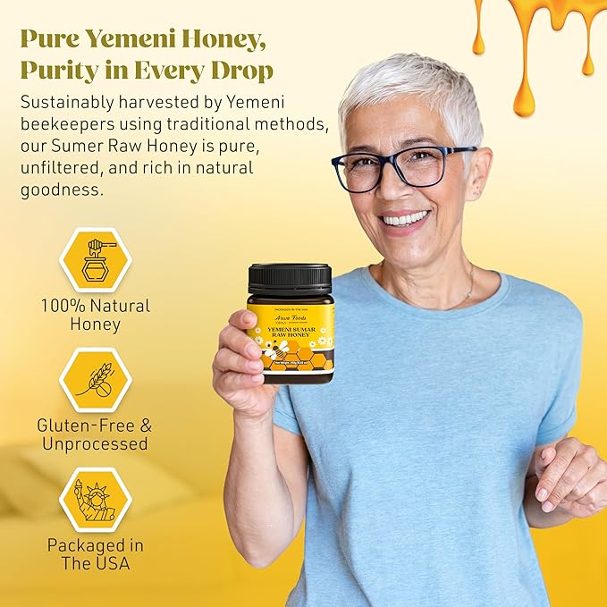 Arwa Foods Yemeni Al-Samar Raw Honey - Royal Yemeni Raw Organic honey from Wadi of Douan - 100%