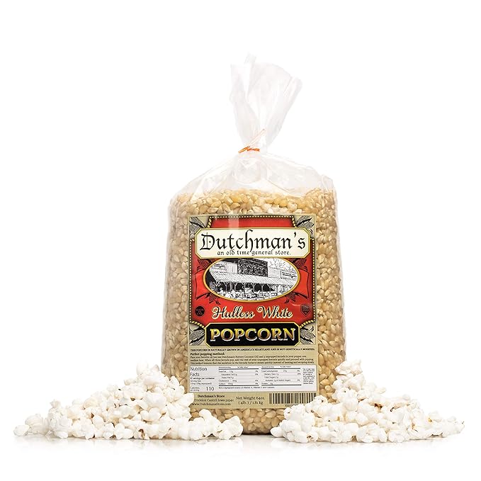 Dutchman's White Popcorn: Medium Popcorn Kernels for Popping in Microwave, Stovetop - Non GMO and