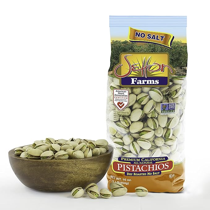 Setton Farms Dry Roasted and Unsalted Pistachios, Premium California In Shell Pistachios No Salt, 1