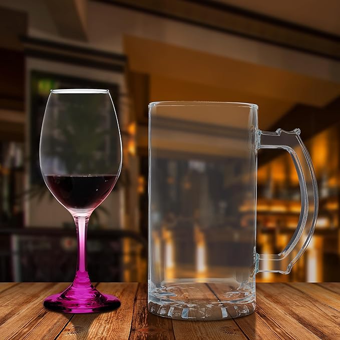 DISCOUNT PROMOS Rioja Wine Glasses with Stem 10 oz. Set of 10, Bulk Pack - Color Bottom, Perfect