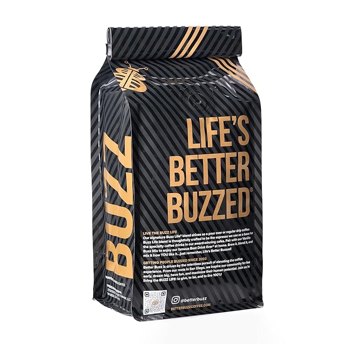 Better Buzz Life Blend (Buzz Life) Whole Bean Coffee Medium Roast, 12 Ounce (Pack of 1), Small