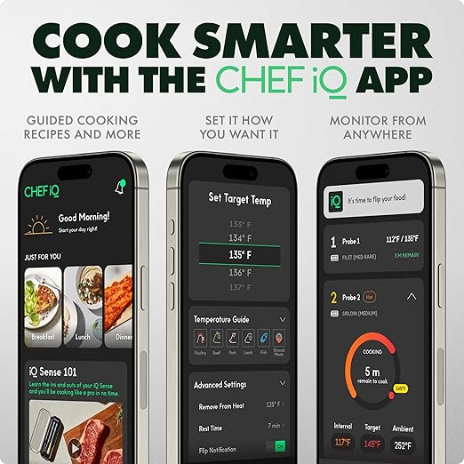 CHEF iQ Sense [2025 Model] | Smart Wireless Meat Thermometer | 4 Ultra-Thin Probes | WiFi Unlimited