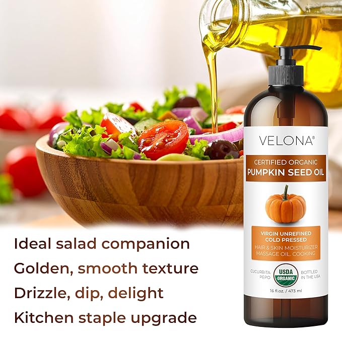 velona Pumpkin Seed Oil USDA Certified Organic - 1 Gallon / 128 Fl Oz | 100% Pure and Natural
