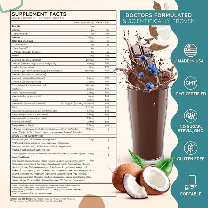 SuperFood Meal Replacement for Women - All-In-One Protein Powder with Greens & Vitamins & Collagen