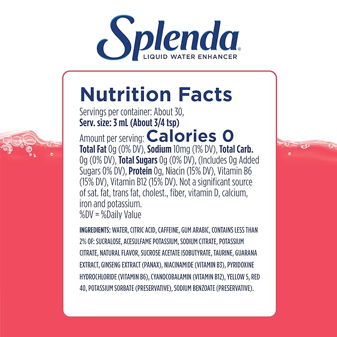 SPLENDA Energy Liquid Water Enhancer Drops, Sugar Free, Zero Calorie, Natural Flavor, Concentrated