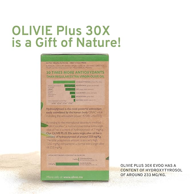 Organic High Polyphenol Rich Extra Virgin Olive Oil OLIVIE PLUS 30X | Moroccan Desert Olive Oil |
