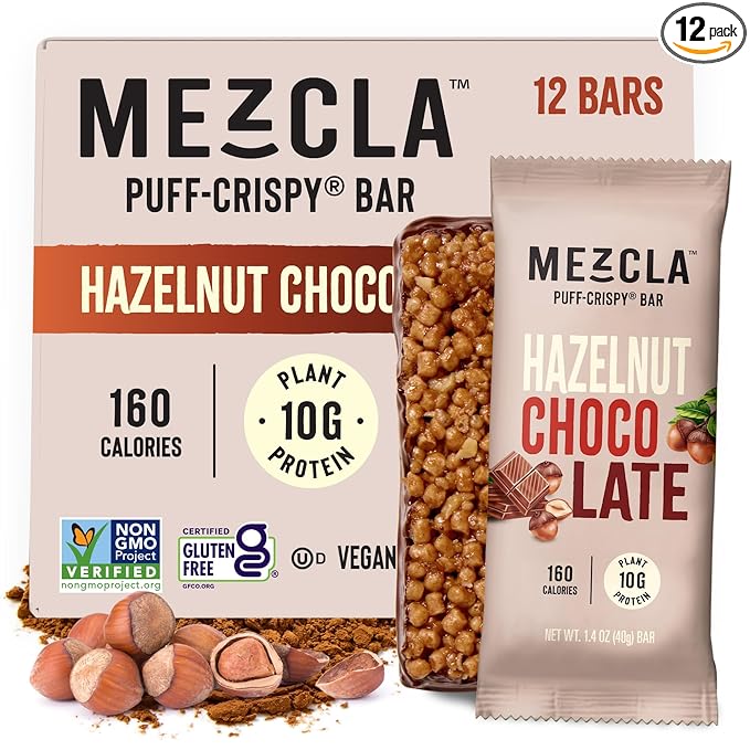 Mezcla Puff Crispy Protein Bars, Gluten Free & Vegan Protein Bars, 10g Protein, Alt for Crispy Rice