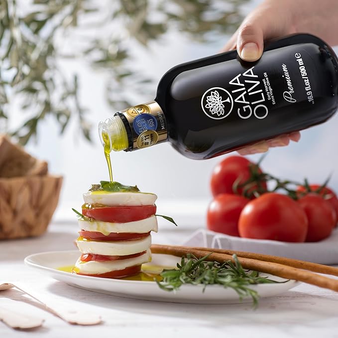 Gaia Oliva Cold Press Extra Virgin Olive Oil, Early Harvest Fruity Flavor Fresh Premium Olive Oil