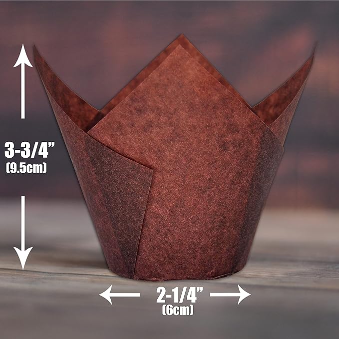 (JUMBO EXTRA LARGE size) Natural+Brown+White Tulip Baking Cups 2-1/4"(Base diameter) x 3-3/4"(Wall