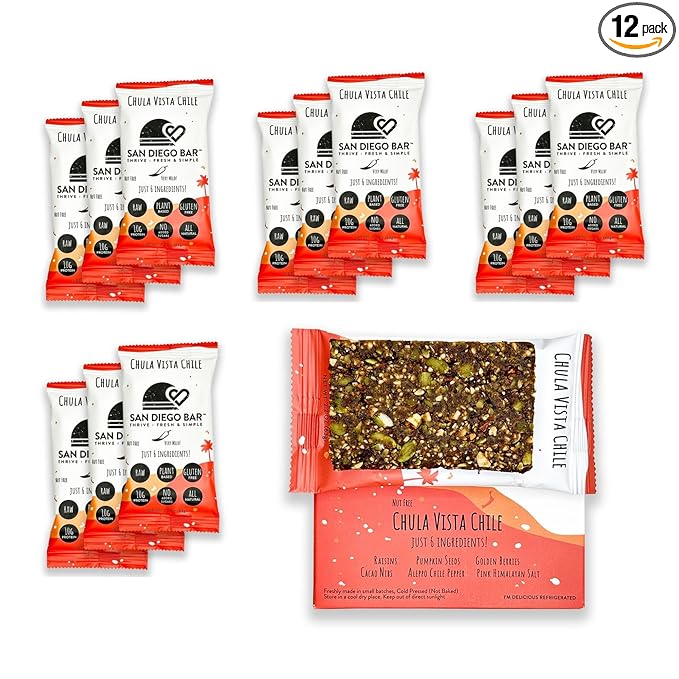 San Diego Bar-Chula Vista Chile | Chile Mild Heat | RAW & Vegan Protein Bars | Sugar-Free | Gluten