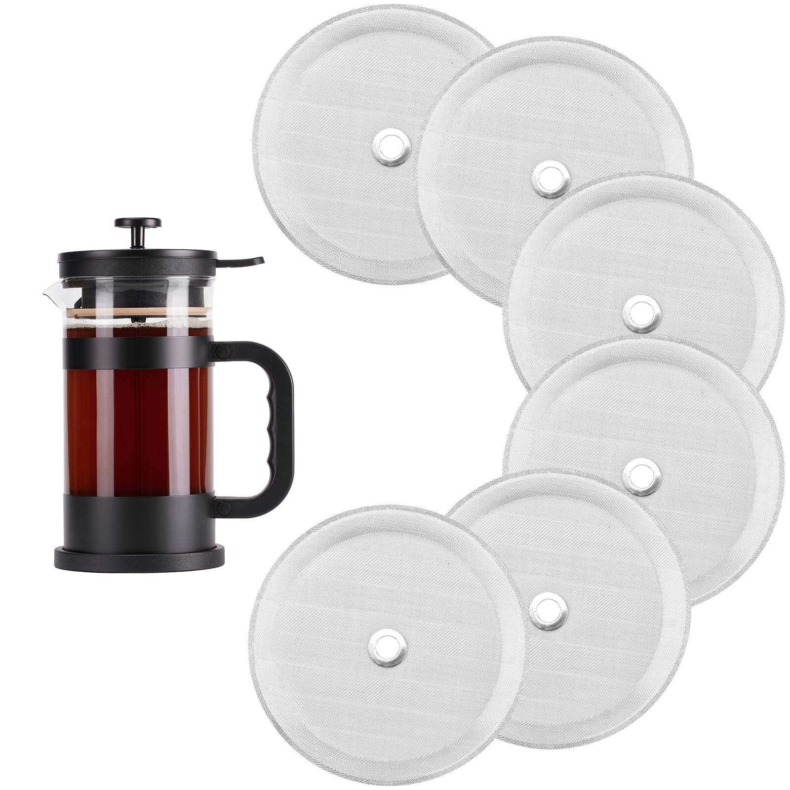 6 Packs French Press Filters Replacements, 4 Inch Premium Stainless Steel French Press Screen