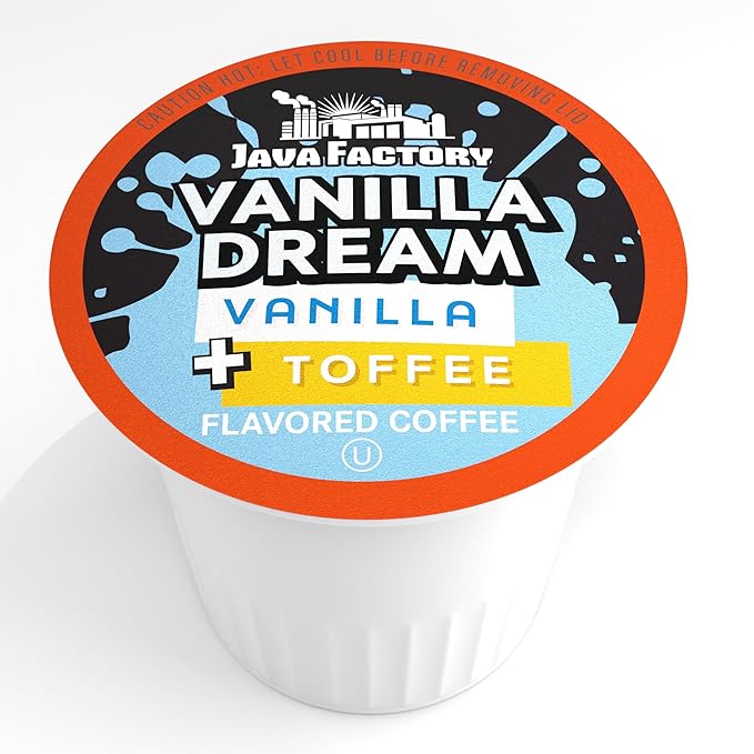 Java Factory Coffee Pods Vanilla Flavored Coffee Compatible with K Cup Brewers Including 2.0