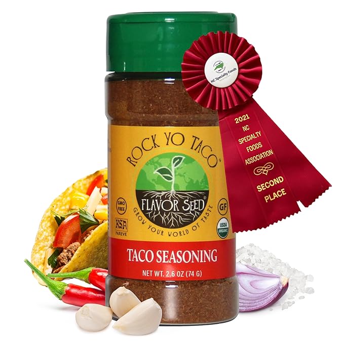 Flavor Seed Rock Yo Taco, Gluten Free Organic Taco Seasoning Mix, Low Sodium Mexican Spice Blend
