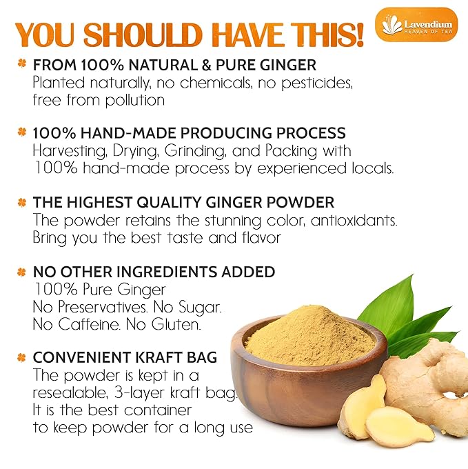 Lavendium, Premium 25oz (1.56 lbs) Ginger Powder ??Ground Ginger Root ??Pure, No Additives ??Ideal