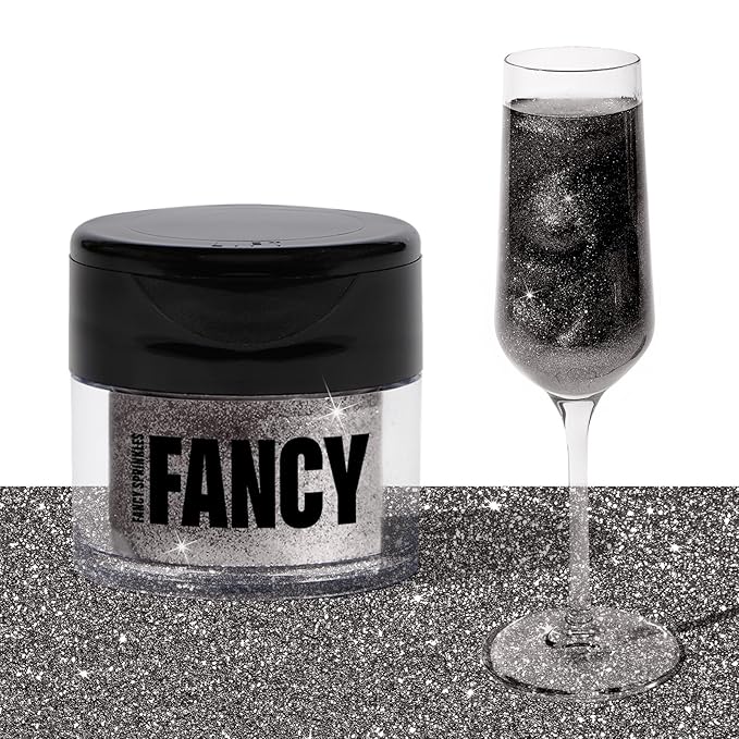 Fancy Sprinkles Halloween Onyx Black Premium Edible Glitter, 100% Edible Glitter for Sparkling Food