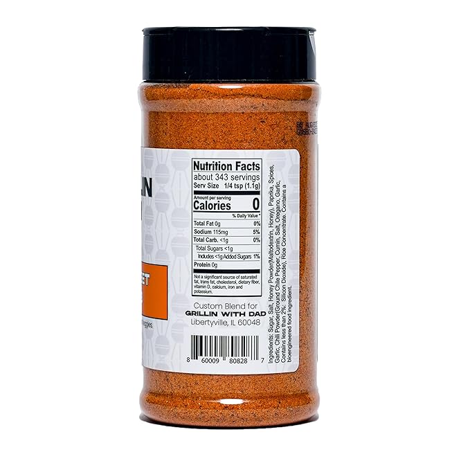 Grillin With Dad Sweet BBQ Rub - Great Tasting Seasonings - Contains Honey Powder - Best Rub For