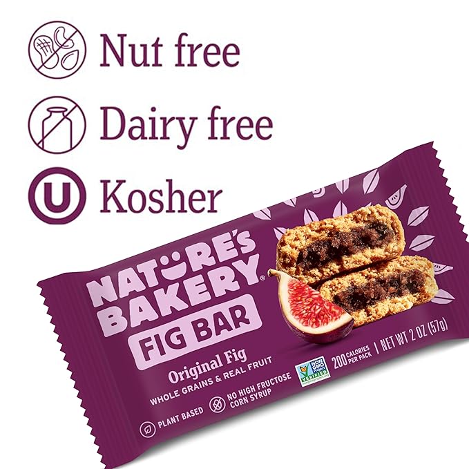 Nature?™s Bakery Whole Wheat Fig Bars, Original Fig, Real Fruit, Vegan, Non-GMO, Snack bar, 1 box