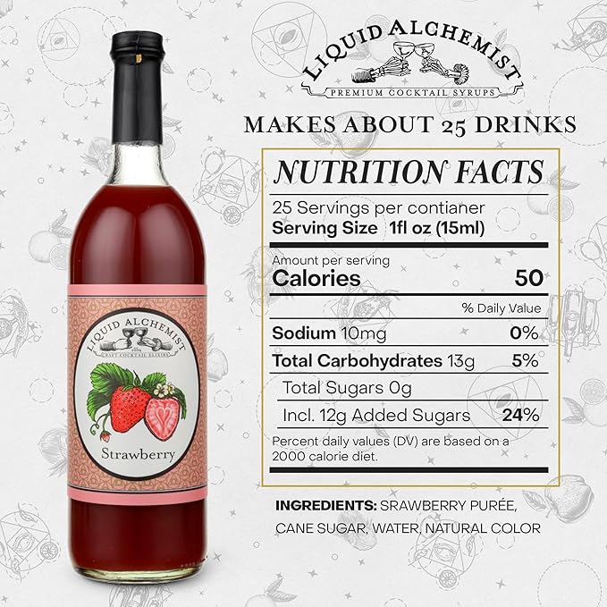 Liquid Alchemist Strawberry Syrup for Drinks - Real Ingredients Make our Strawberry Puree for