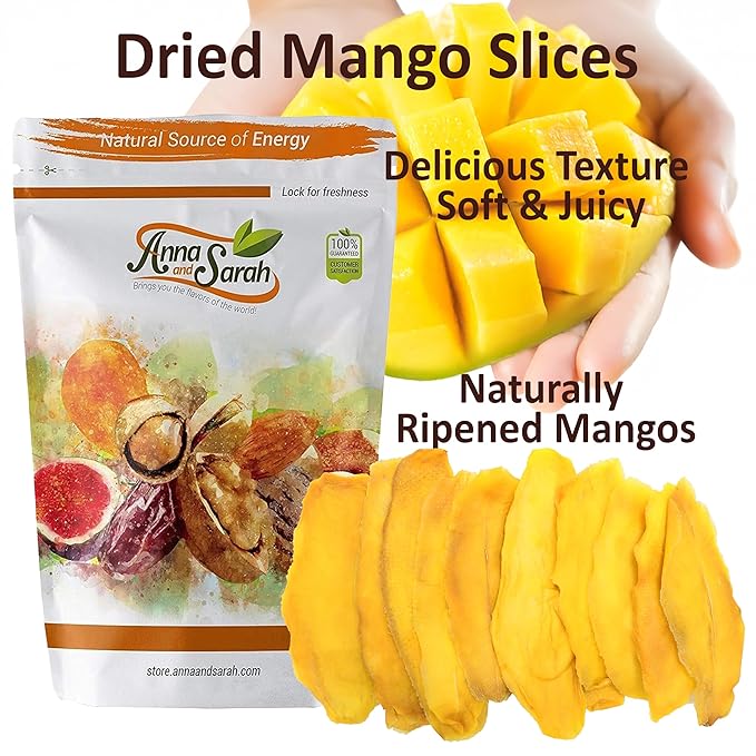 No Sugar Added Dried Mango Slices - 16 Oz Delicious Texture Soft & Juicy No Sugar Added Dried Mango