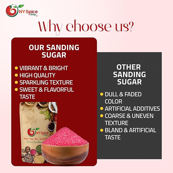 NY Spice Shop Red Sanding Sugar - 3 Pound Sweet Colorful Edible Sprinkles For Candy Dish - Sugar