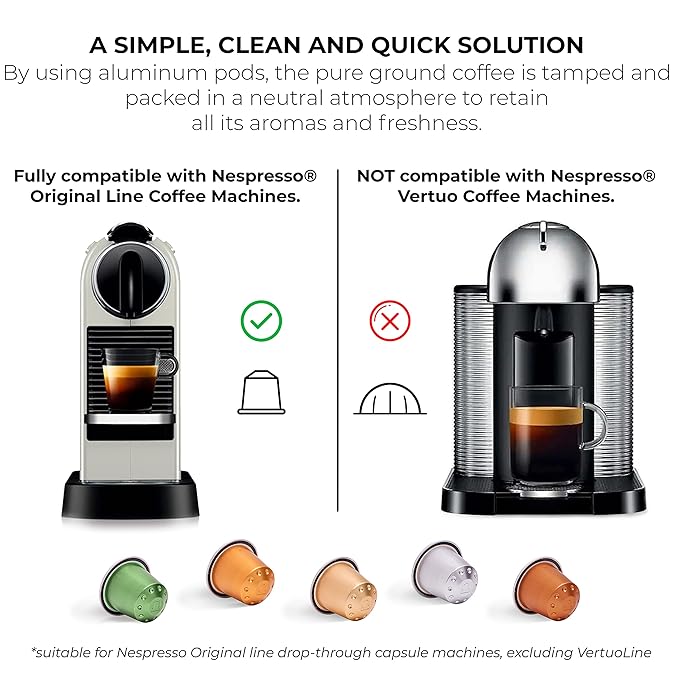 Grano Milano Cremoso Coffee Capsules - 50 Aluminum Coffee Pods Compatible with Nespresso Original