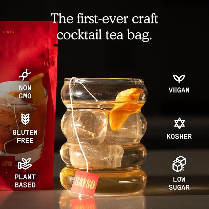 SAYSO Old Fashioned Original Craft Cocktail Tea Bag | Under 1 Min (With Bitters & Orange) | Steep
