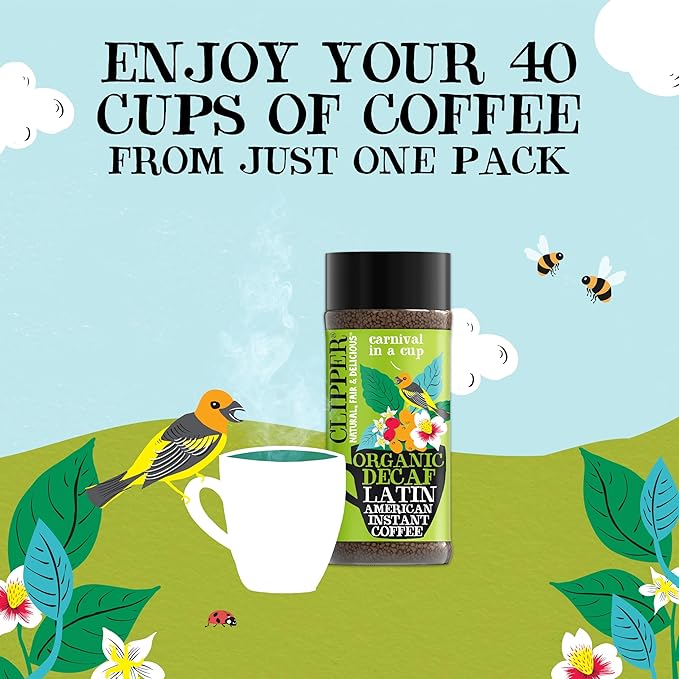 Clipper Coffee, Latin American Arabica, Organic Decaf Instant Coffee, Medium Roasted, Freeze Dried