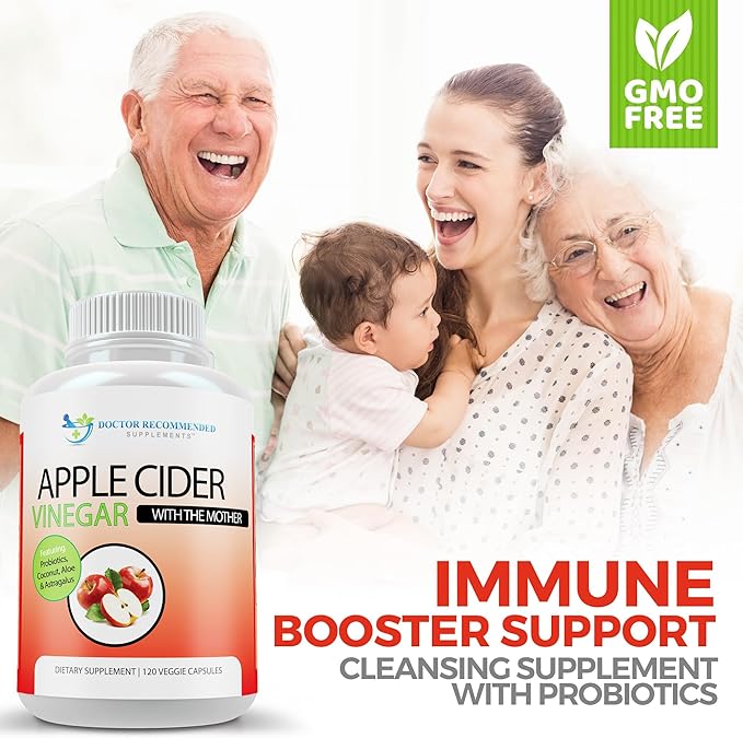 Apple Cider Vinegar Capsules - (120 Veggie Capsules) Organic ACV Supplement with Probiotics