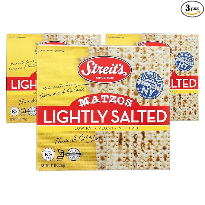 Streit's Lightly Salted Matzo - America's #1 Matzah, Thin & Crispy, Non-GMO, Low Fat, Vegan, Nut