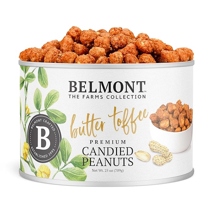 Belmont Peanuts Gourmet Butter Toffee Candied Peanuts, 25 oz (1 Pack) ??Only 4 Ingredients, No