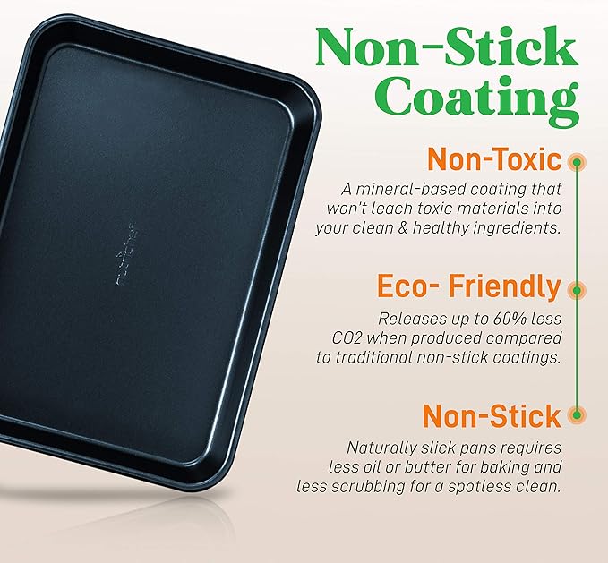 NutriChef 2-Piece Non-Stick Baking Sheet Pan Set - Premium Carbon Steel Cookie Sheets for Baking