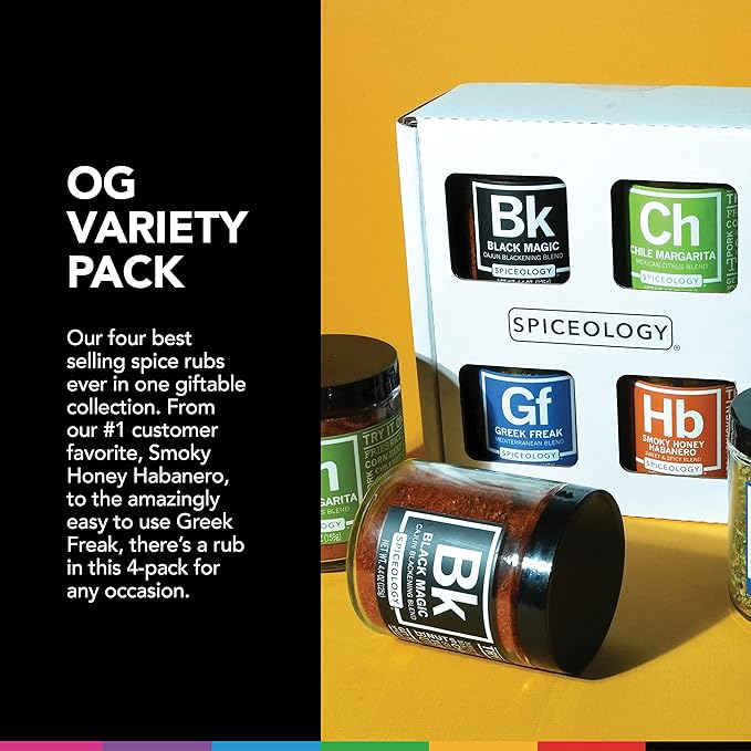 Spiceology - 4-Pack Signature Series - Smoky Honey Habanero, Chile Margarita, Greek Freak, and